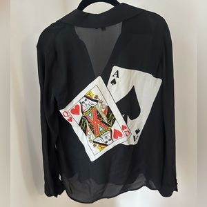 L’agence black silk button down blouse